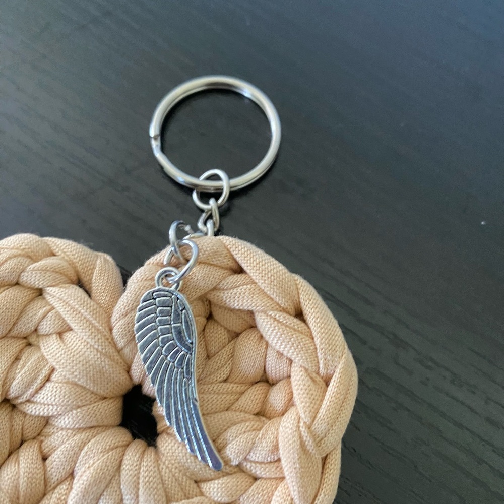 Handcrafted Tan Heart Key Holder with Tassel - Picture 2 of 4